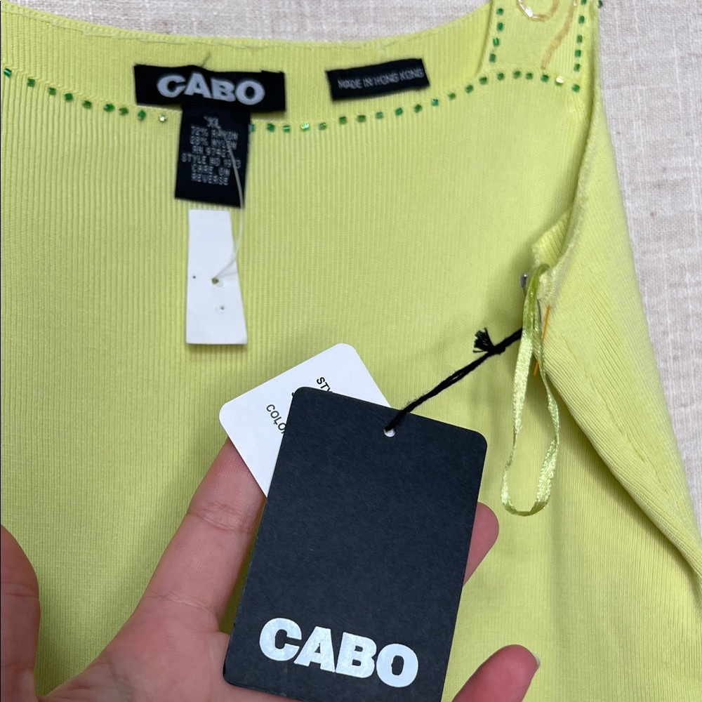 CABO Light Green Embroidered Women's Tank - Picture 3 of 5